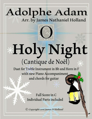 O Holy Night (Cantique de Noel) Adolphe Adam Duet for Treble Instrument in Bb and French Horn
