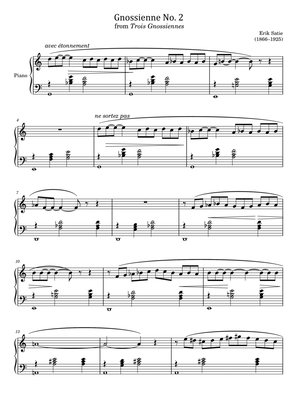 Book cover for Erik Satie - Gnossiennes No.2 - from Trois Gnossiennes - For Piano Solo Original