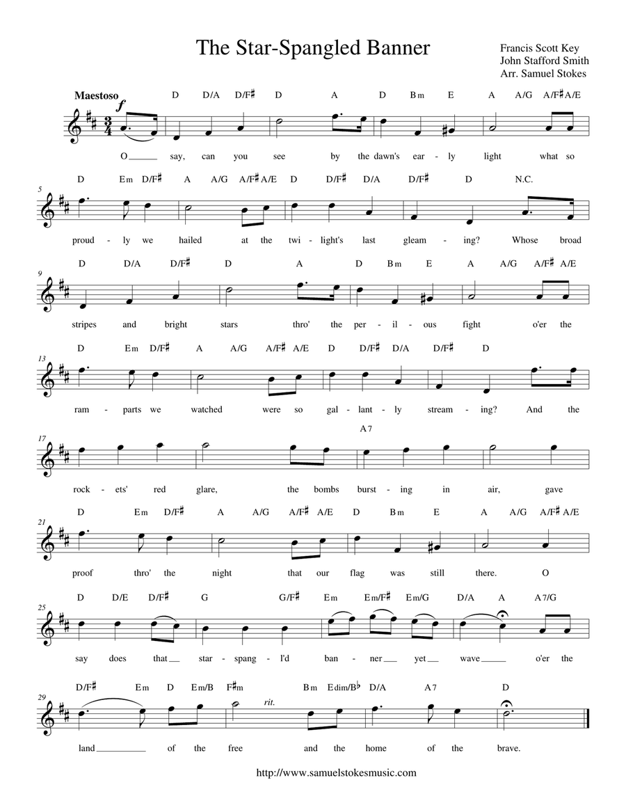 The Star-Spangled Banner - lead sheets in all keys Piano, Vocal scores gallery preview page 3