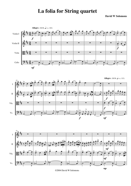 Variations on La Folia for string quartet image number null