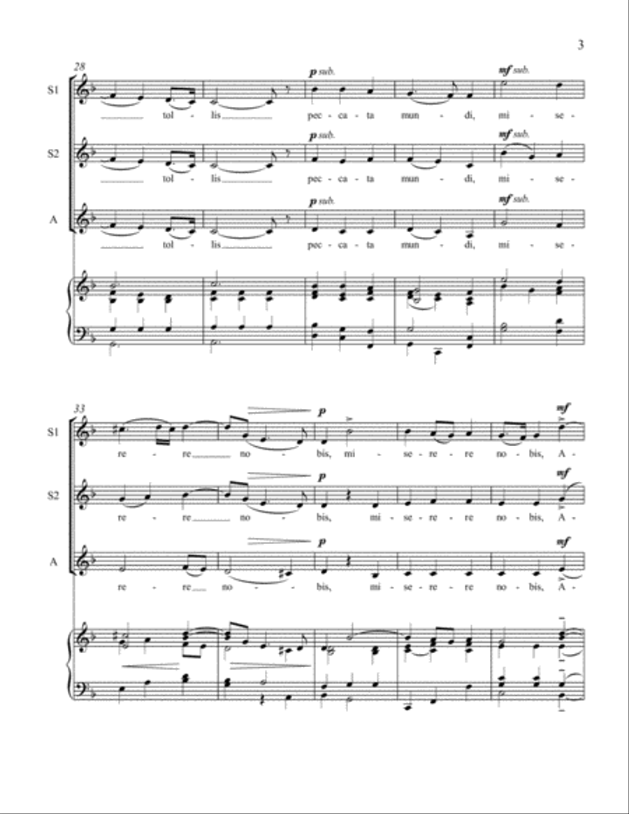 Agnus Dei for SSA Women's Chorus, Violin Solo and Piano SSA scores gallery preview page 5