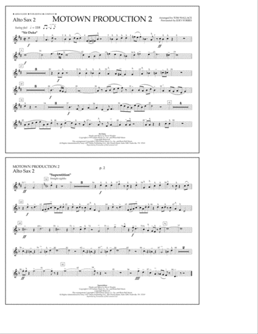 Motown Production 2 (arr. Tom Wallace) - Alto Sax 2 Marching Band scores gallery preview page 1