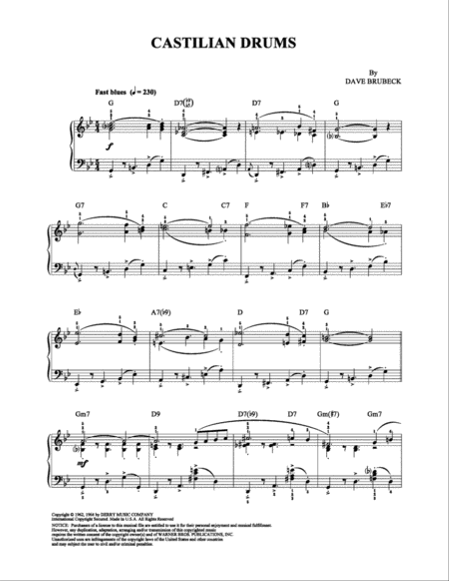 Castilian Drums Piano Solo scores gallery preview page 1