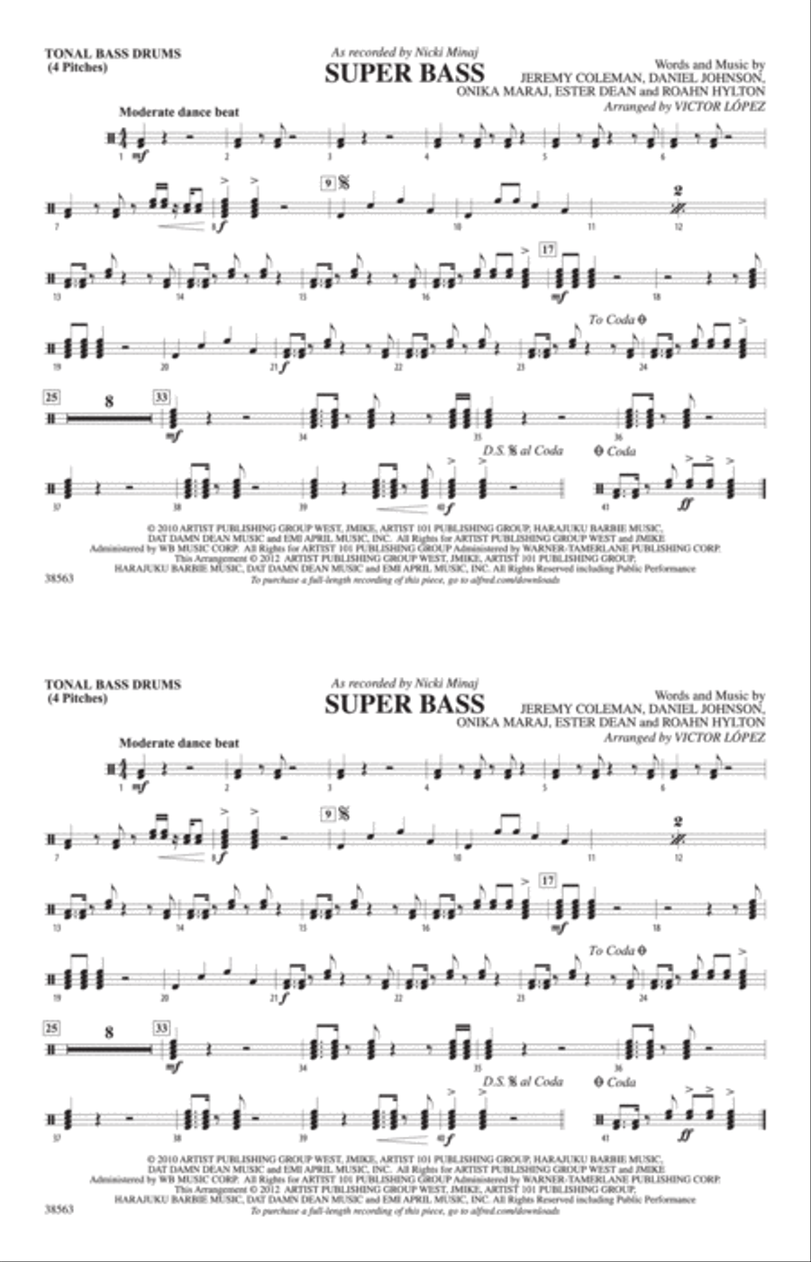Super Bass: Tonal Bass Drum Marching Band scores gallery preview page 1