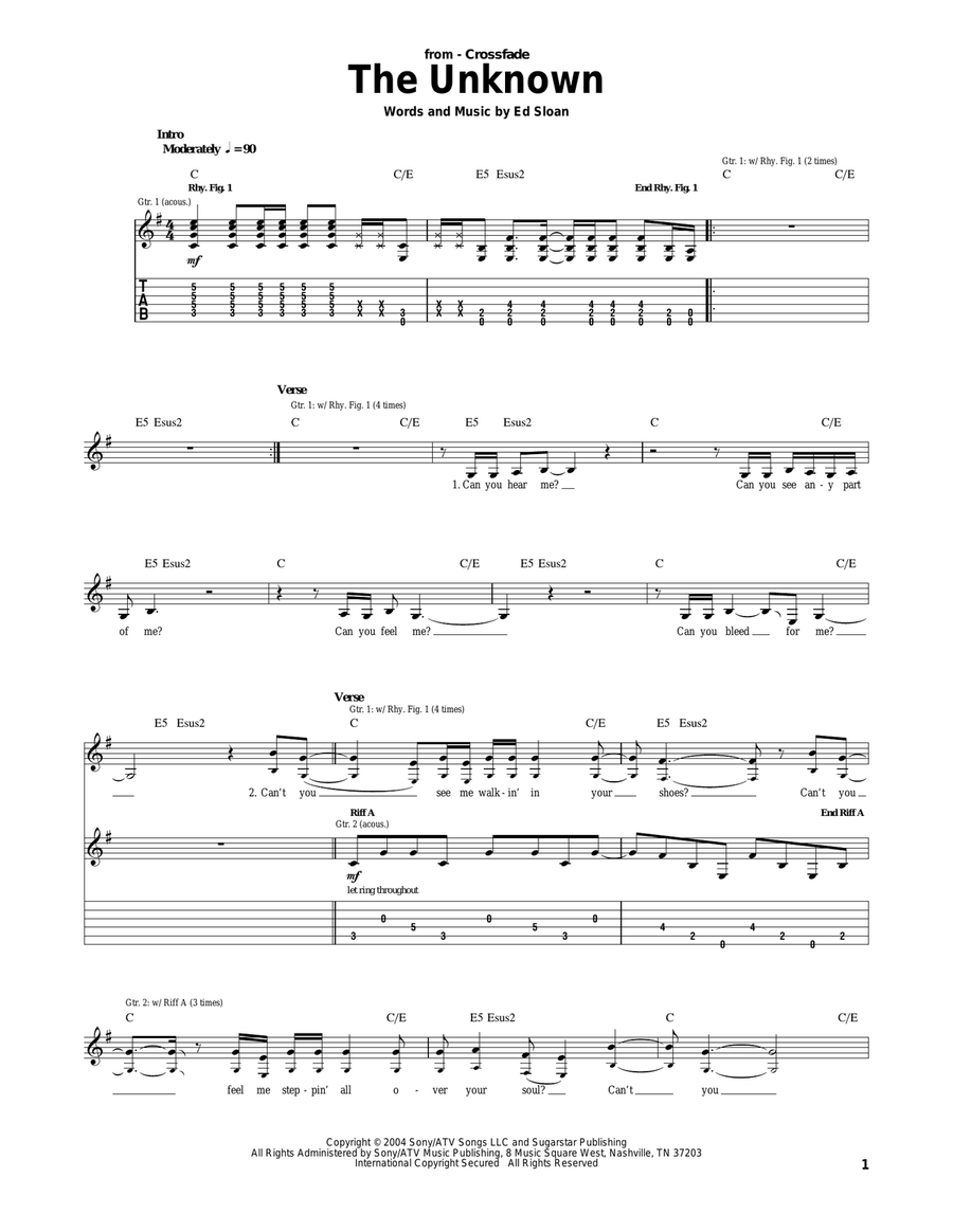 The Unknown Acoustic Guitar scores gallery preview page 1