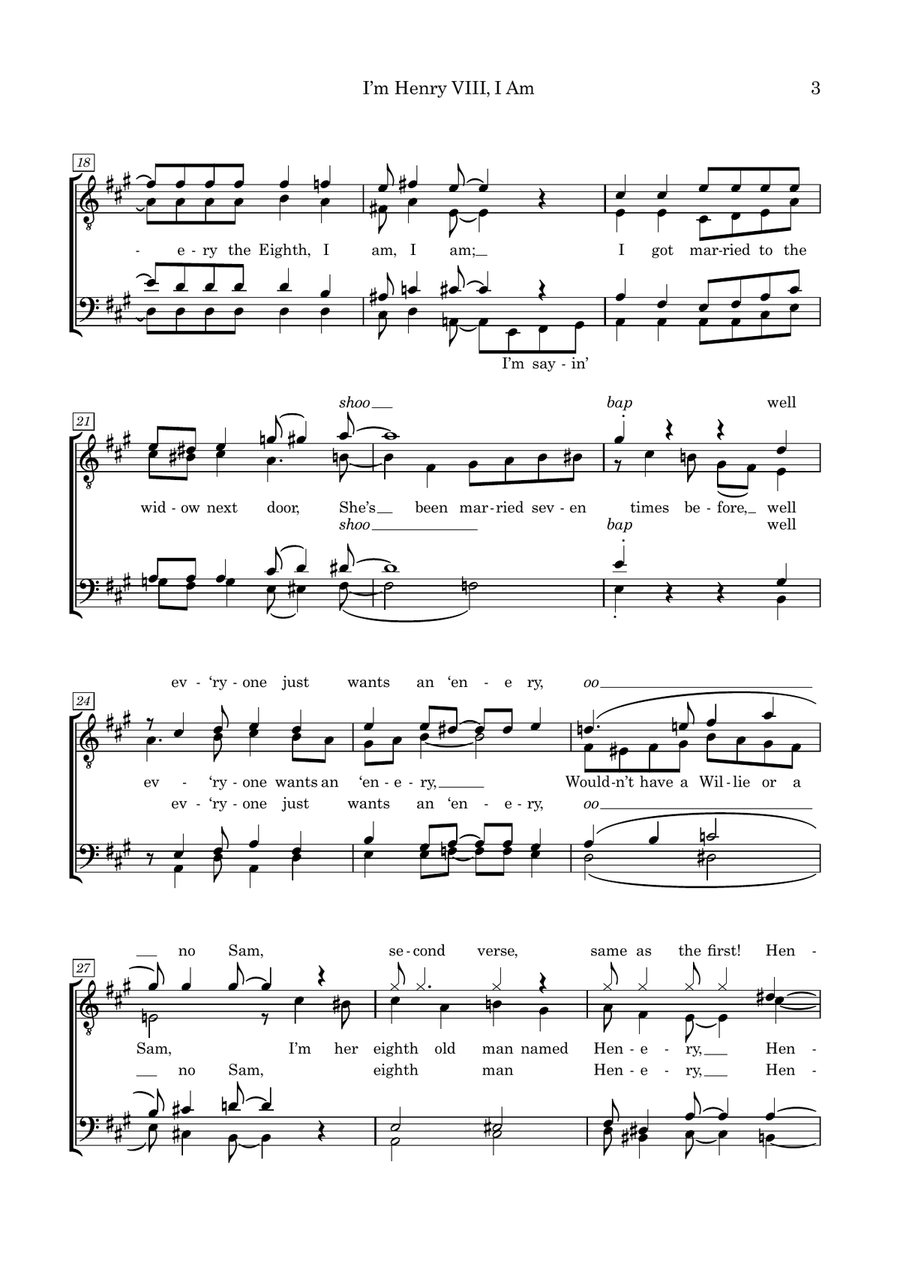 I'm Henry Viii, I Am TTBB scores gallery preview page 3