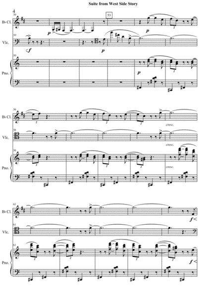 Suite from West Side Story for Clarinet, Cello and Piano