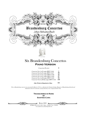 Bach - Six Brandenburg Concertos for Piano Solo - Complete Scores