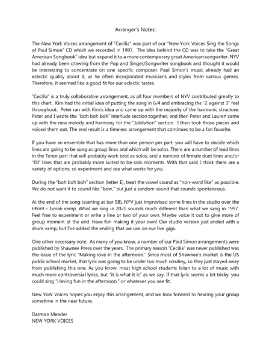 Cecilia 4-Part scores gallery preview page 3