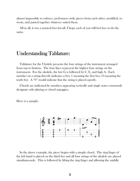 Antoine de L’Hoyer Grande Sonata and Variations In Tablature and Modern Notation For Low G Ukulele