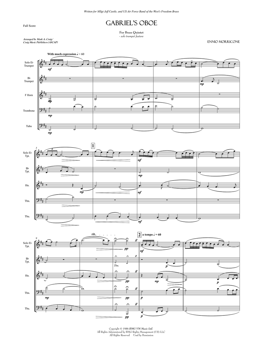 Gabriel's Oboe Brass Quintet scores gallery preview page 2