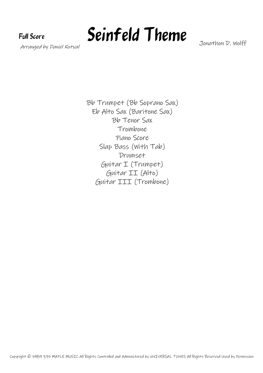 Seinfeld Theme Concert Band scores gallery preview page 1