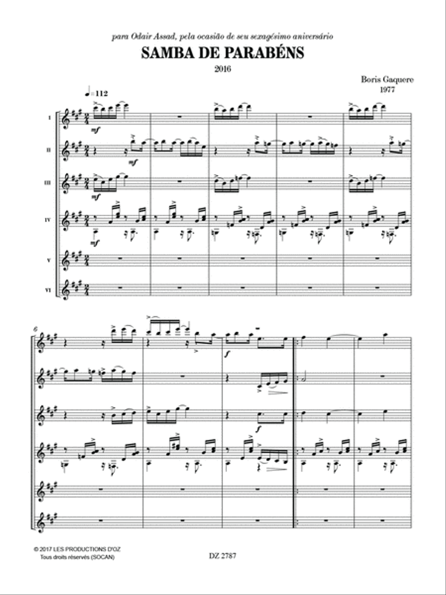 Samba de Parabéns Guitar Ensemble scores gallery preview page 2