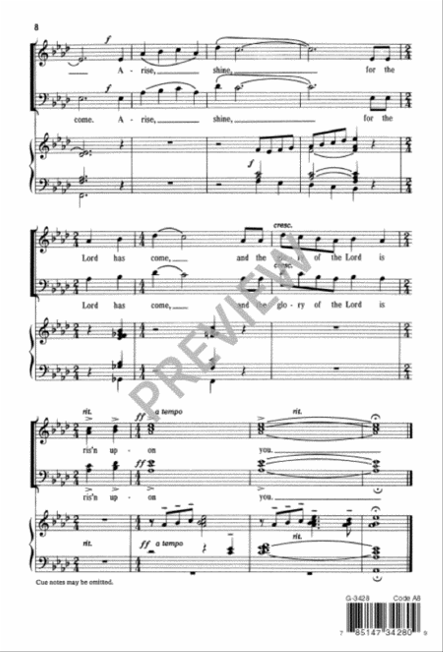 Arise, Shine, for Your Light Has Come 4-Part scores gallery preview page 8