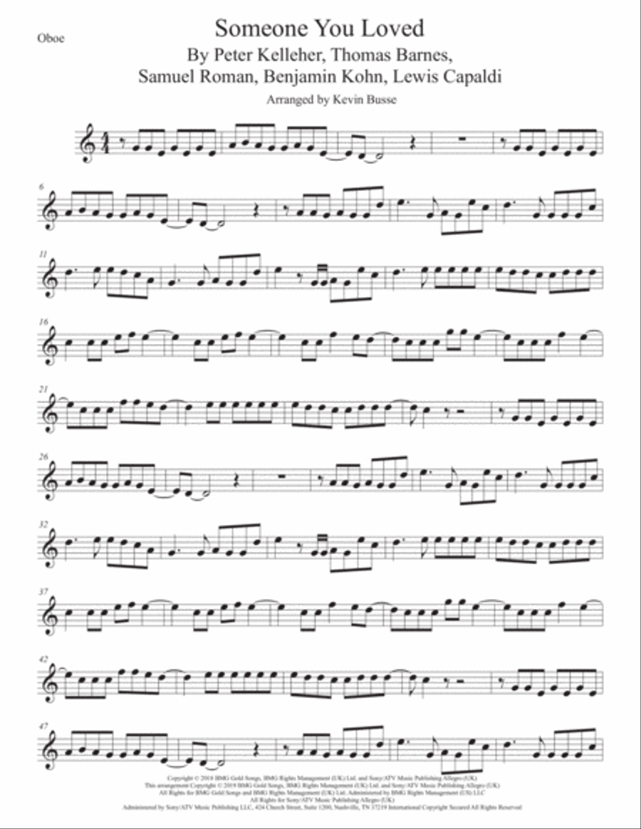 Someone You Loved Oboe Solo scores gallery preview page 1