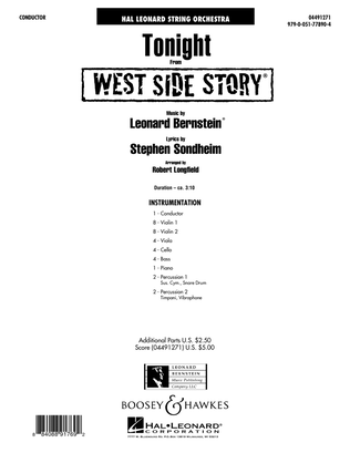 Book cover for Tonight (from West Side Story) - Conductor Score (Full Score)