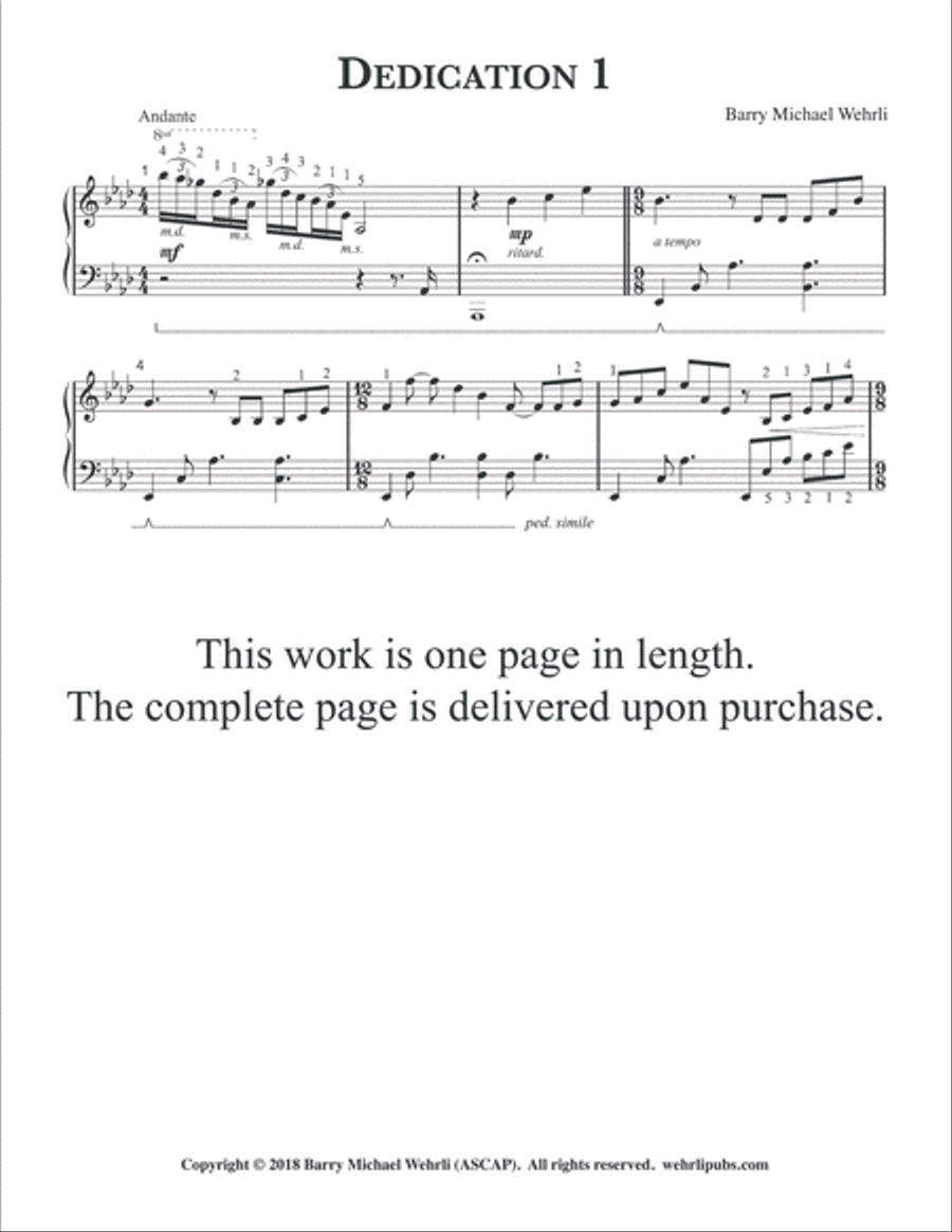 Dedication 1 Piano Solo scores gallery preview page 2