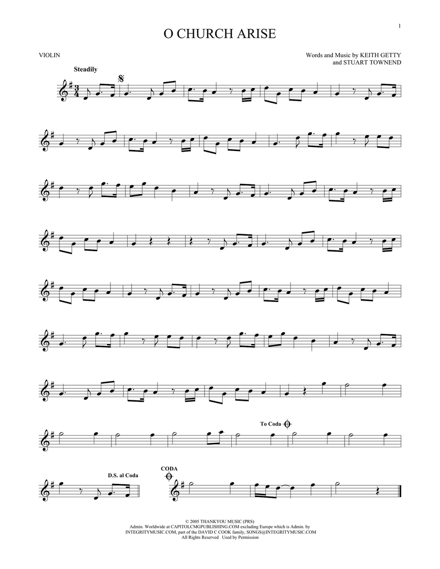 O Church Arise O Church Arise Violin Solo scores gallery preview page 1