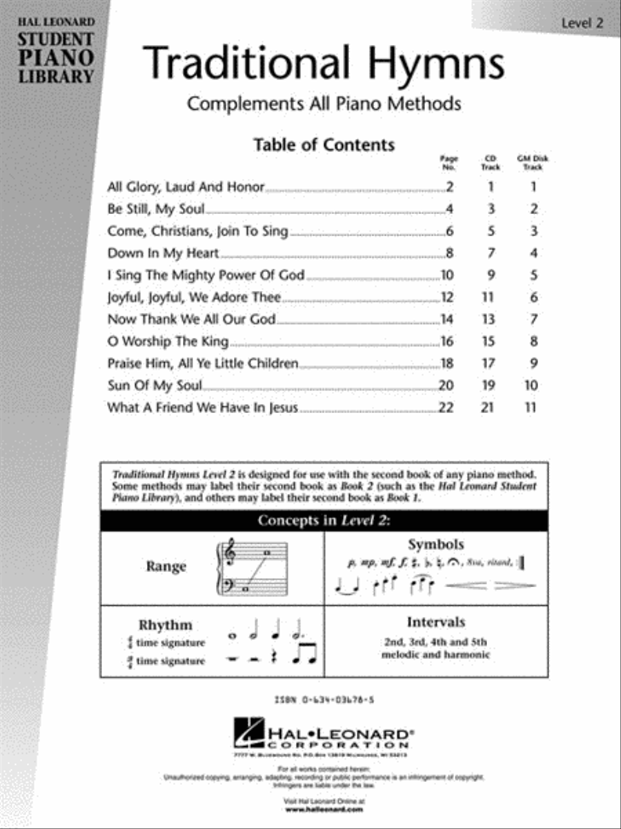 Traditional Hymns Level 2 Piano Method scores gallery preview page 2