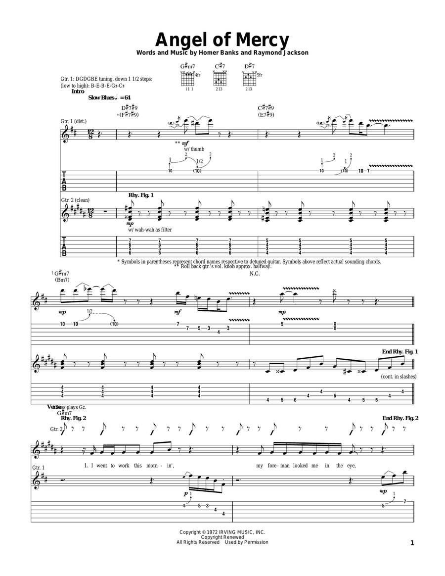 Angel Of Mercy Angel Of Mercy Electric Guitar scores gallery preview page 1