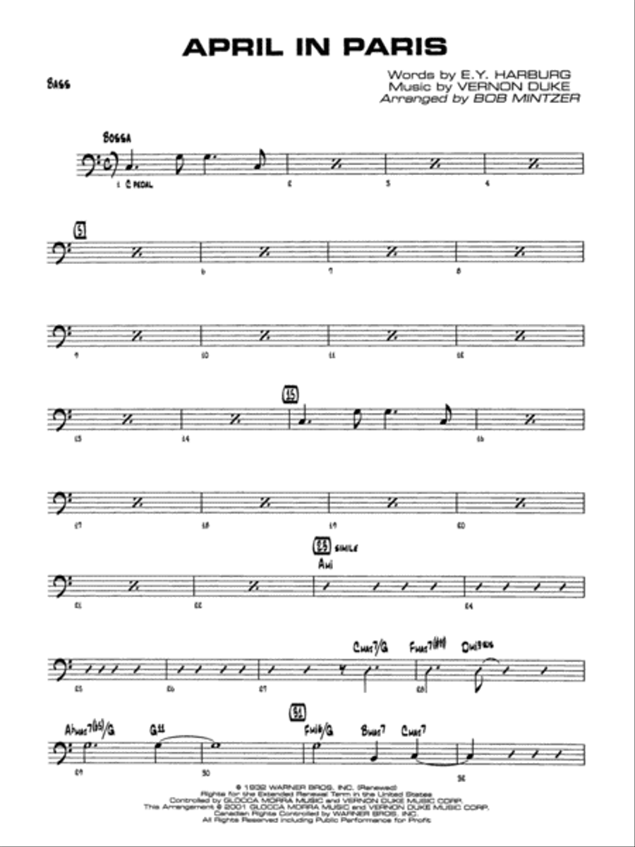 April in Paris: String Bass Jazz Ensemble scores gallery preview page 1