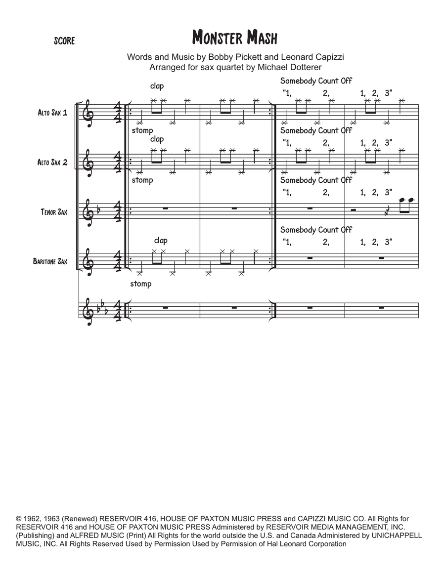 Monster Mash Monster Mash Saxophone Quartet scores gallery preview page 2