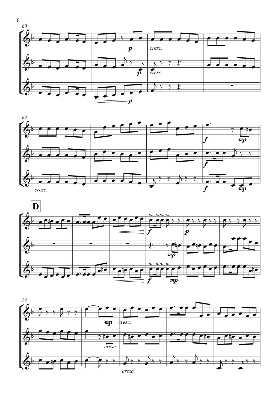 Clarinet Trio - Fa-la-la, Fa-la-la (A clarinets) Clarinet Trio scores gallery preview page 6