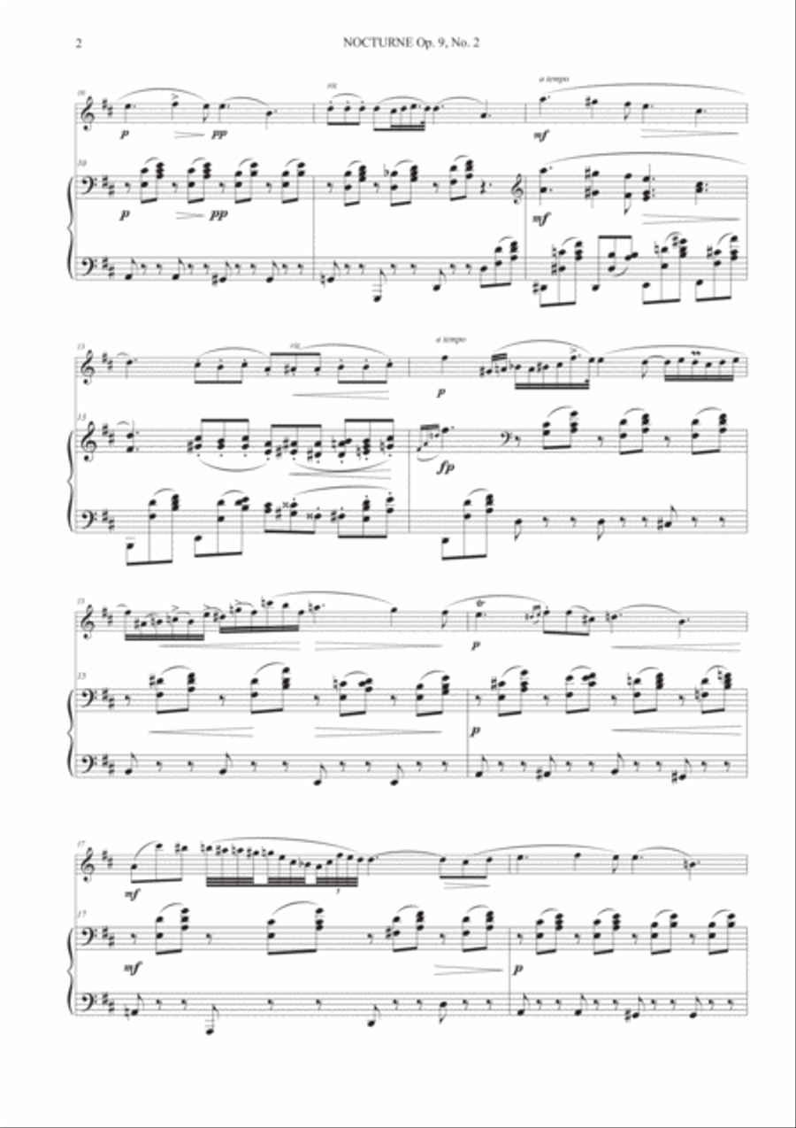 Nocturne Op. 9, No. 2 for Violin and Piano Violin Solo scores gallery preview page 2