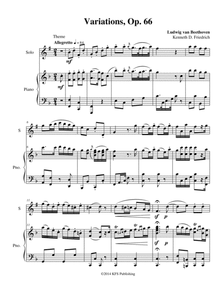 Variations, Op. 66 - bass clarinet and piano