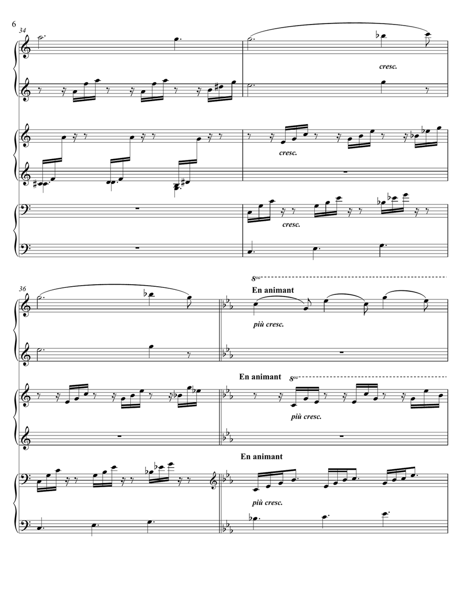 Debussy - Clair de Lune, for Six hands (one piano) Small Ensemble scores gallery preview page 6