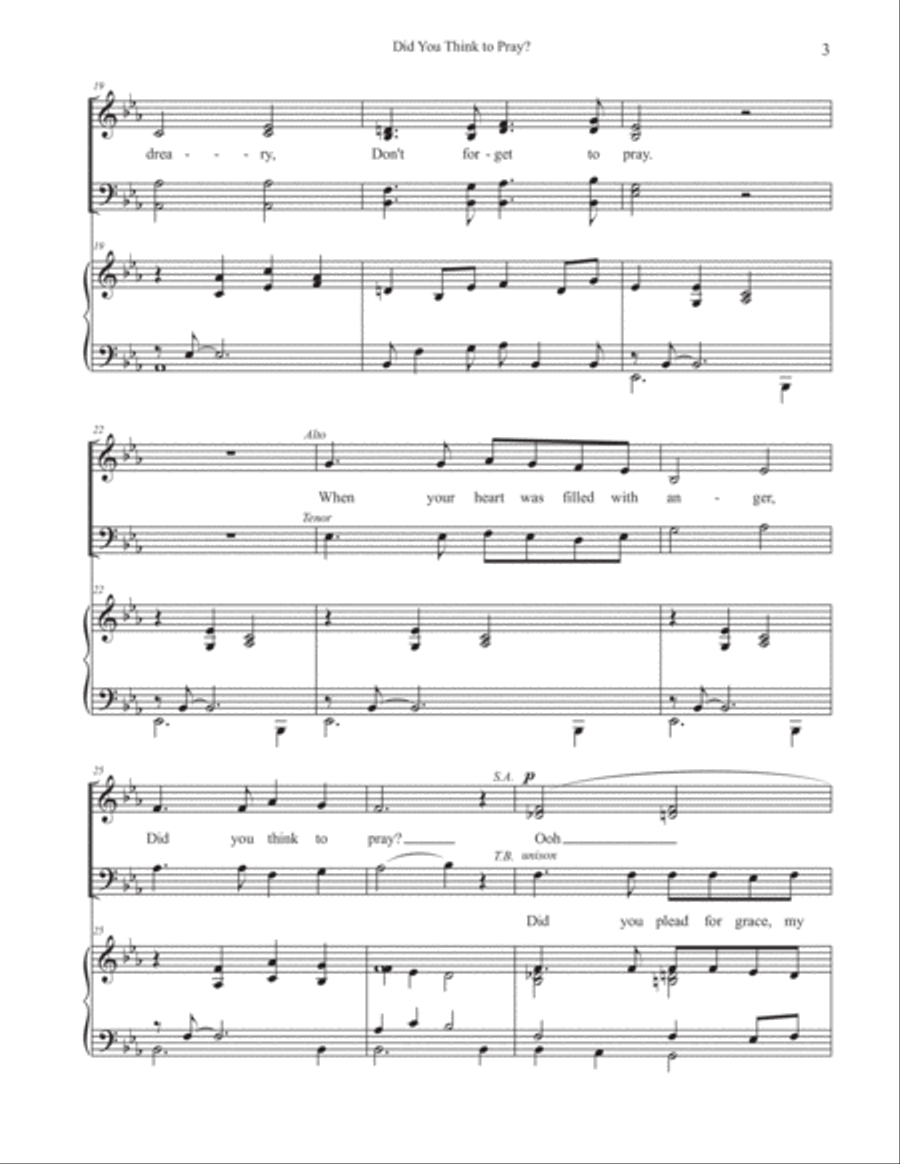 Did You Think to Pray? SATB 4-Part scores gallery preview page 3