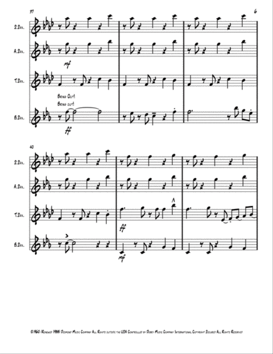 Take Five Saxophone Quartet scores gallery preview page 6