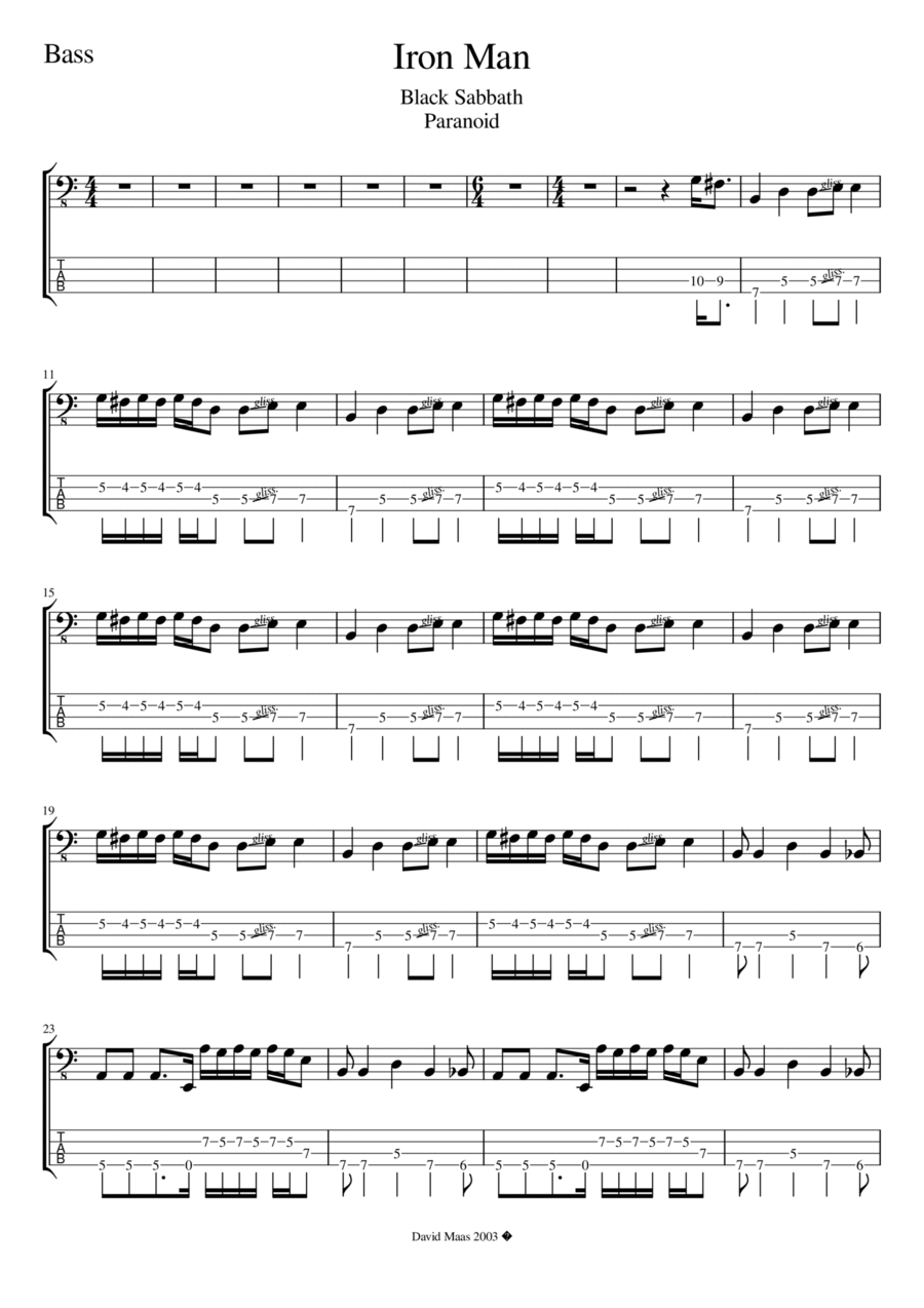 Iron Man Guitar Tablature scores gallery preview page 1