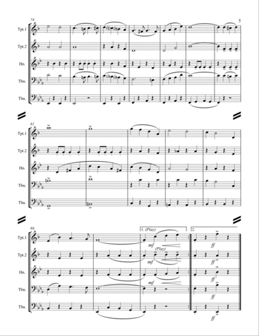 March – “Bravura” (for Brass Quintet) Brass Quintet scores gallery preview page 6