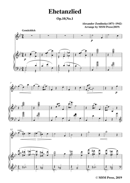 Zemlinsky-Ehetanzlied,for Violin and Piano