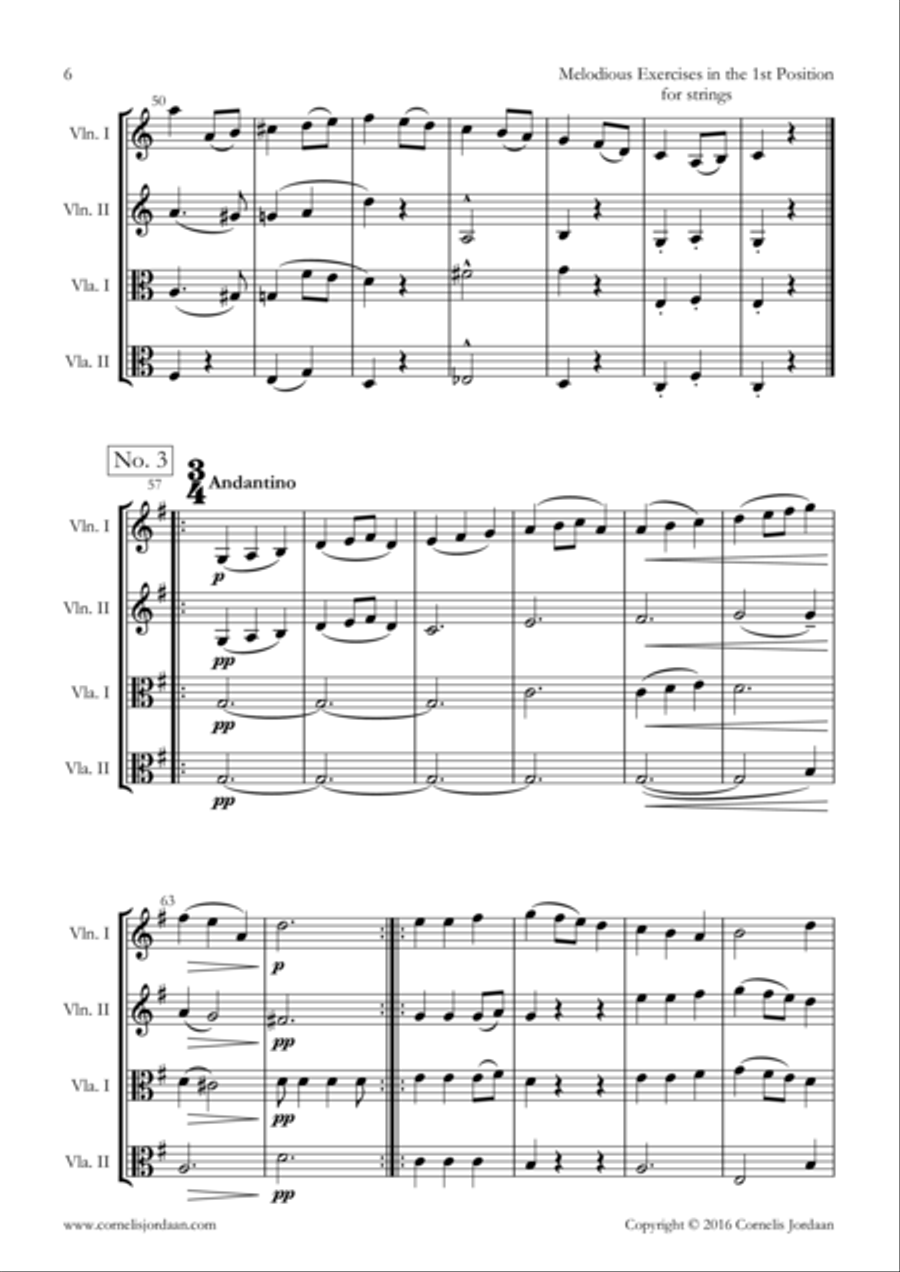 Melodious Exercises in the 1st Position, for 2 violins & 2 violas String Duet scores gallery preview page 6