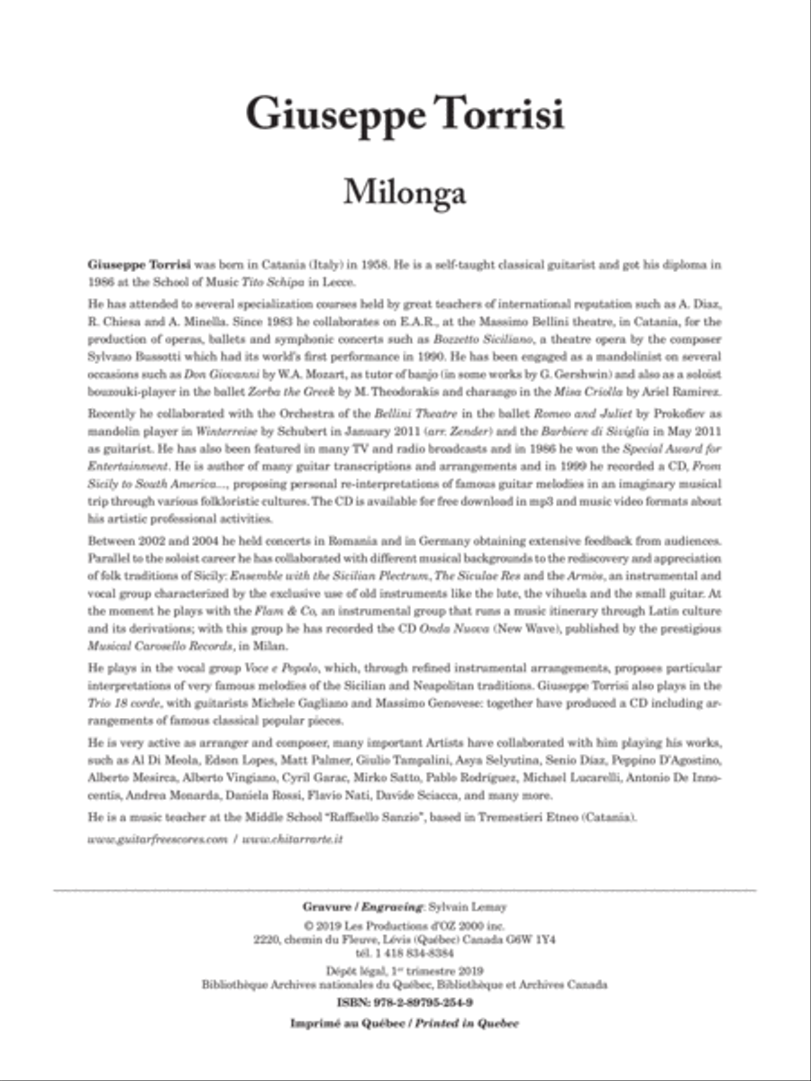 Milonga Milonga Classical Guitar scores gallery preview page 1