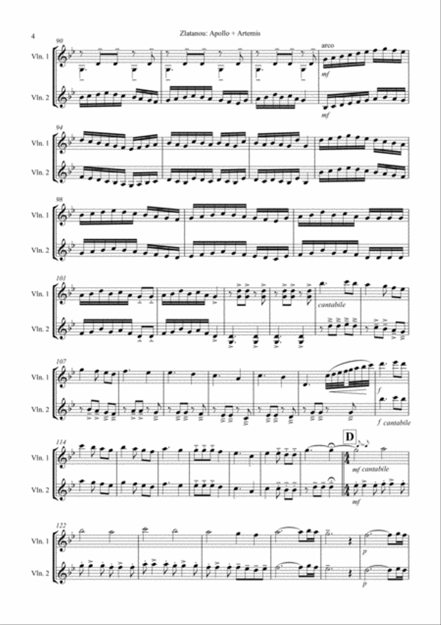 APOLLO+ARTEMIS, duett for 2 violins String Duet scores gallery preview page 4