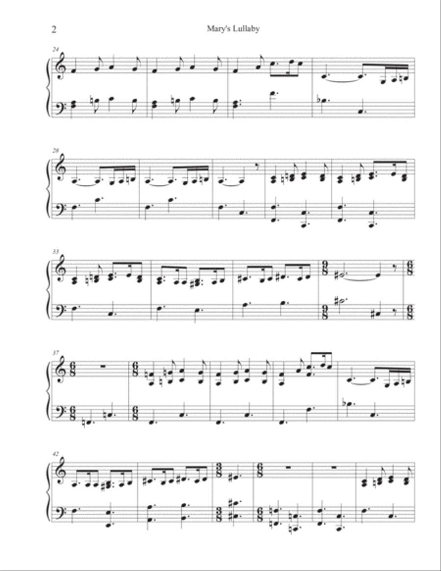 Mary's Lullaby Piano Solo scores gallery preview page 2