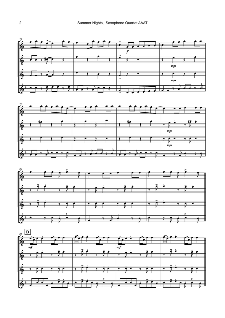 Summer Nights Saxophone Quartet scores gallery preview page 3