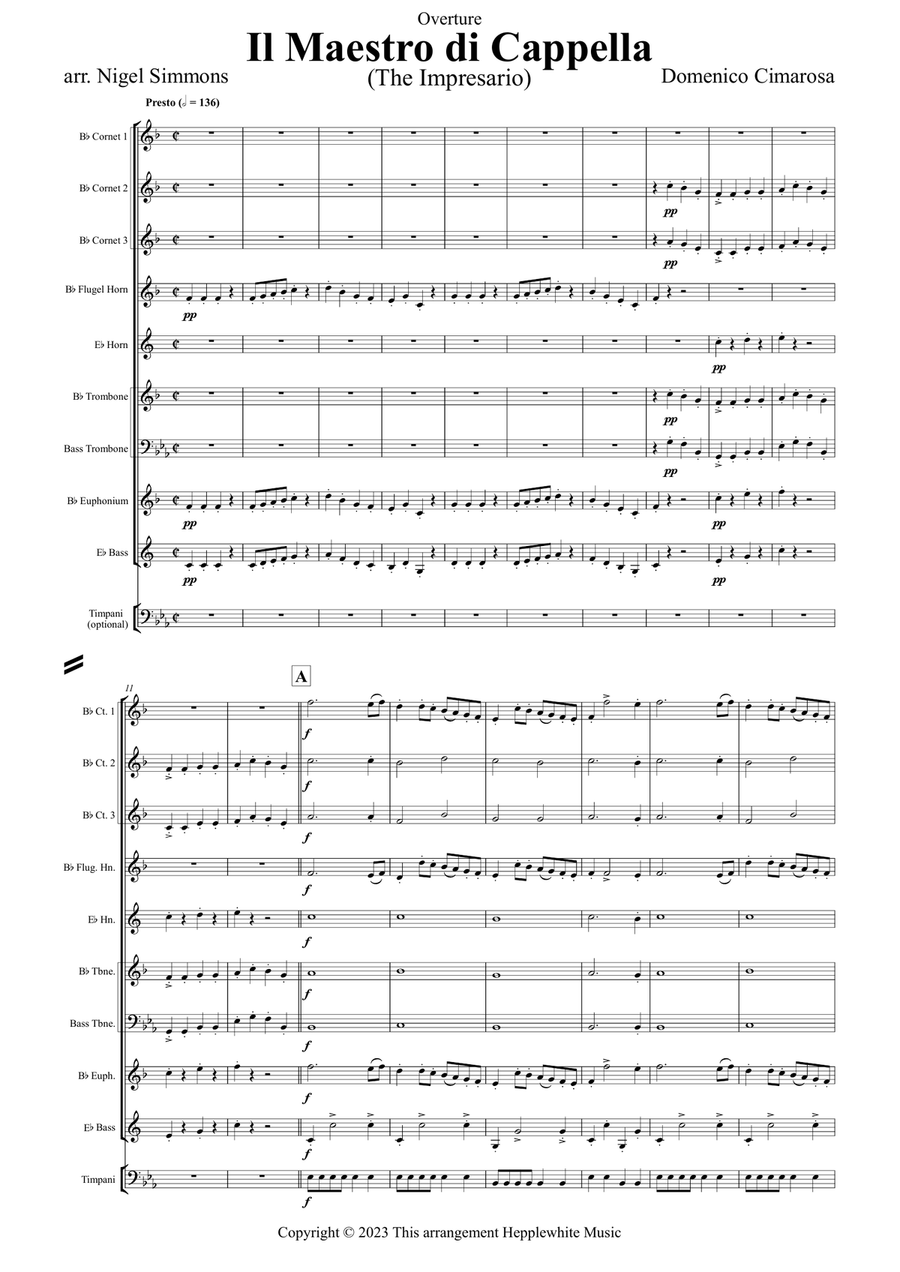 Il Maestro di Cappella (The Impresario) - Overture Brass Ensemble scores gallery preview page 1