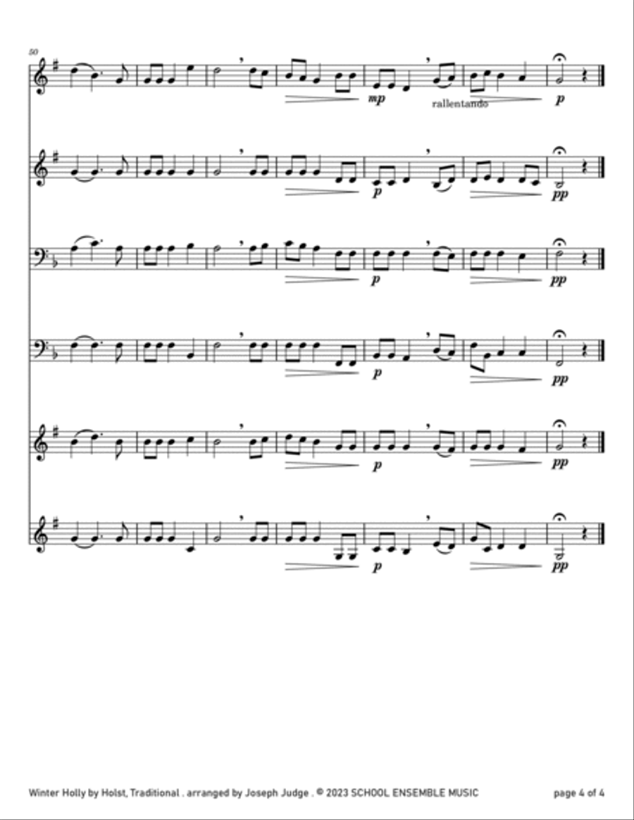 Winter Holly for Brass Quartet in Schools Brass Quartet scores gallery preview page 4