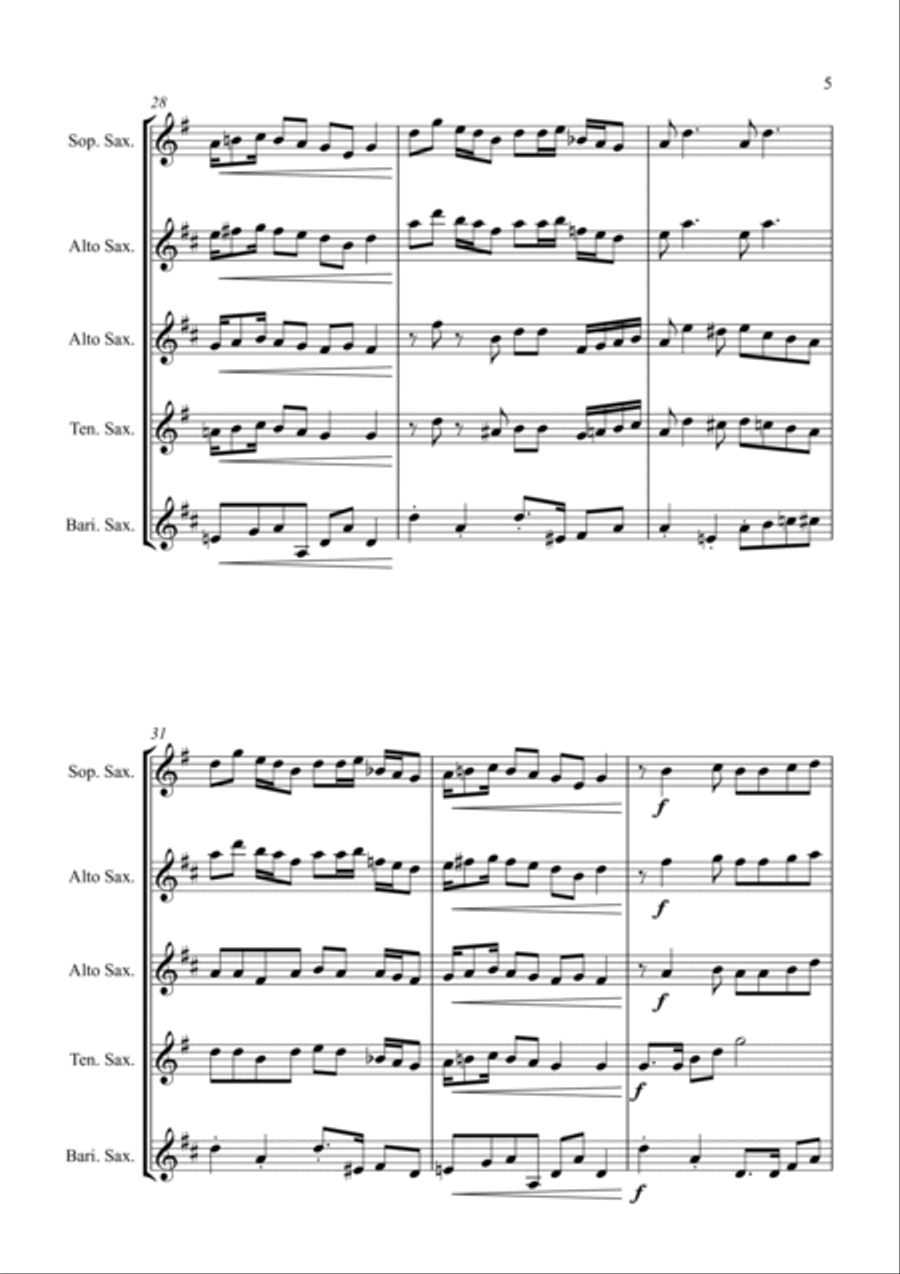 Camptown Races - For Saxophone Quartet Saxophone Quartet scores gallery preview page 5