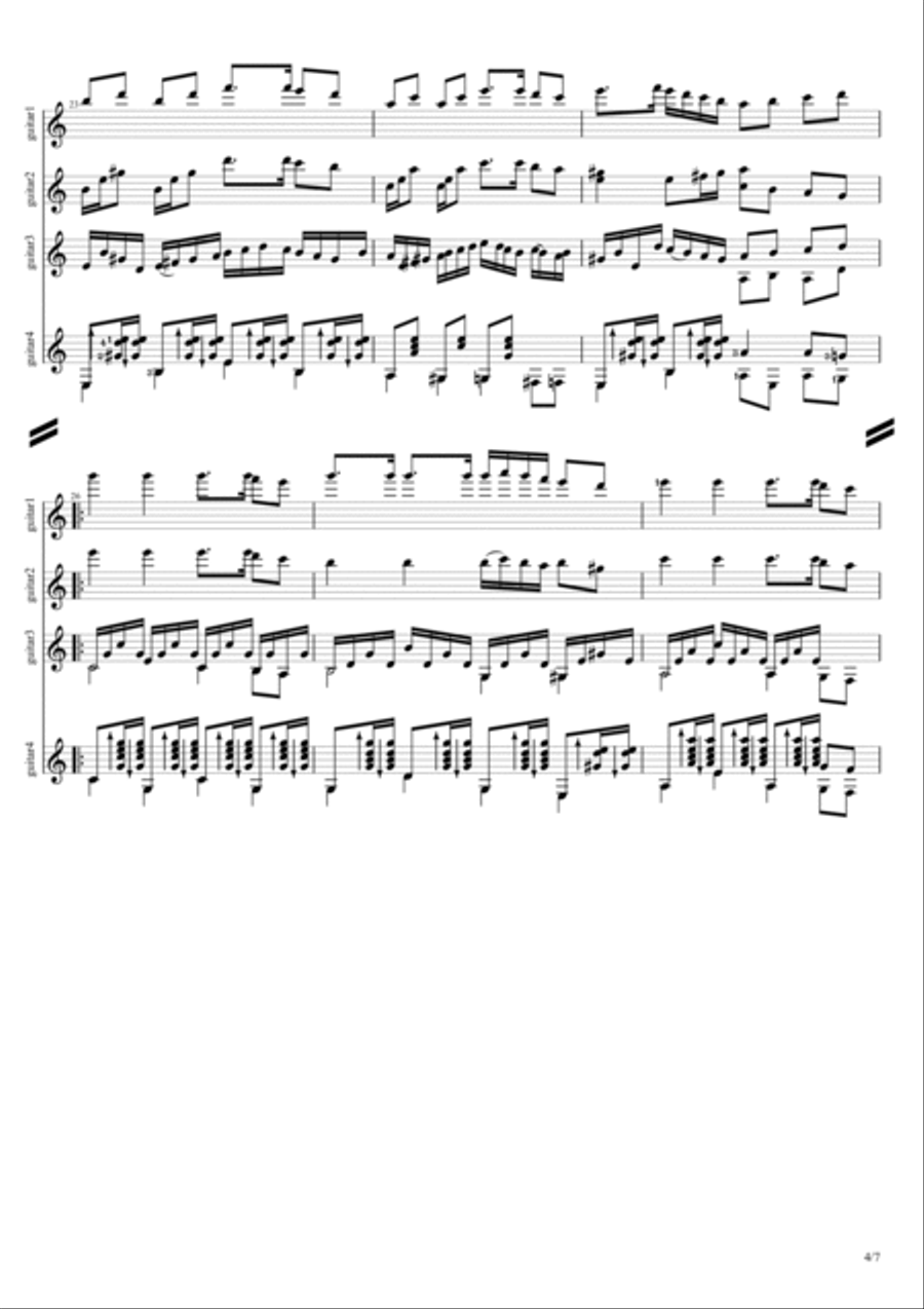 Hej, sokoly! - arrangement for 4 guitars Concert Band scores gallery preview page 4