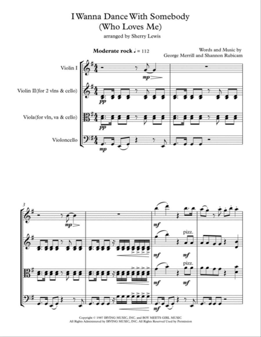 I Wanna Dance With Somebody String Trio scores gallery preview page 4