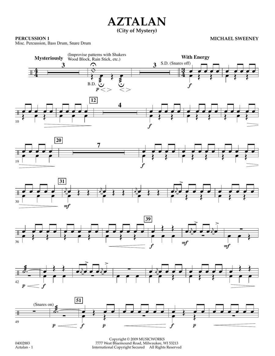 Aztalan (City of Mystery) - Percussion 1 Concert Band scores gallery preview page 1