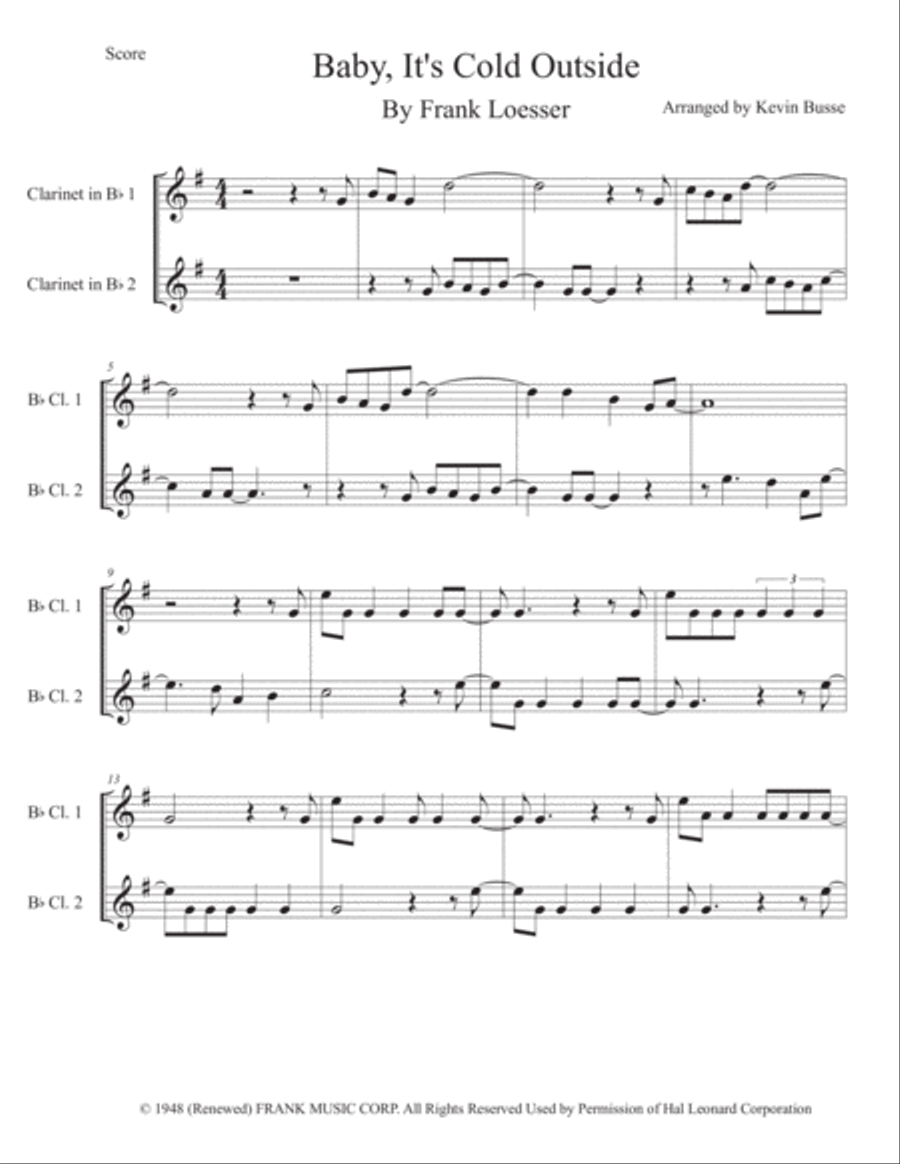 Baby, It's Cold Outside Clarinet Duet scores gallery preview page 1