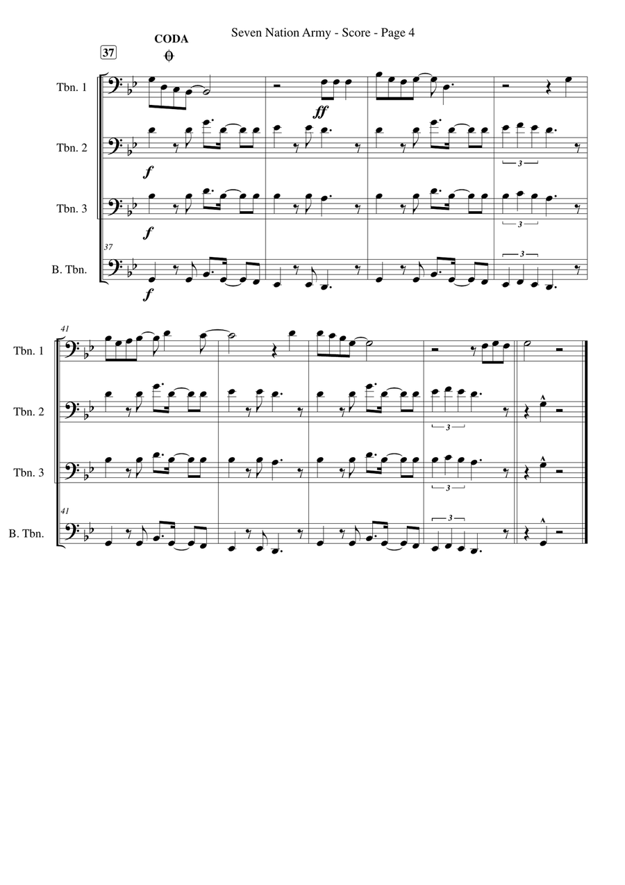 Seven Nation Army Brass Ensemble scores gallery preview page 4