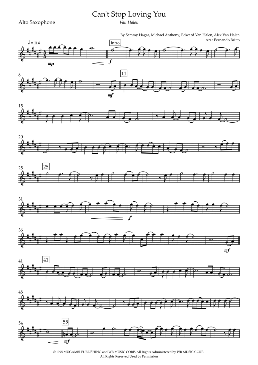 Can't Stop Loving You Alto Saxophone scores gallery preview page 1