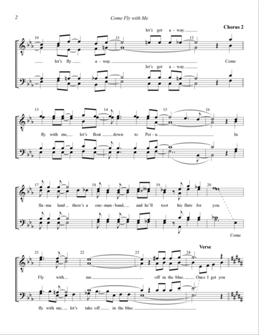 Come Fly with Me (arr. Kevin Keller) TTBB scores gallery preview page 2